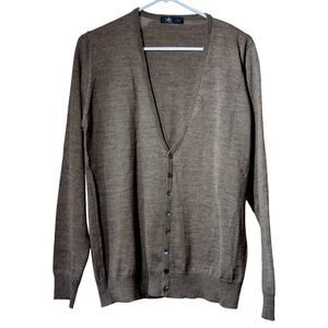 Fiume Made in Italy Brown Lightweight V Neck Button Front Cardigan Size L